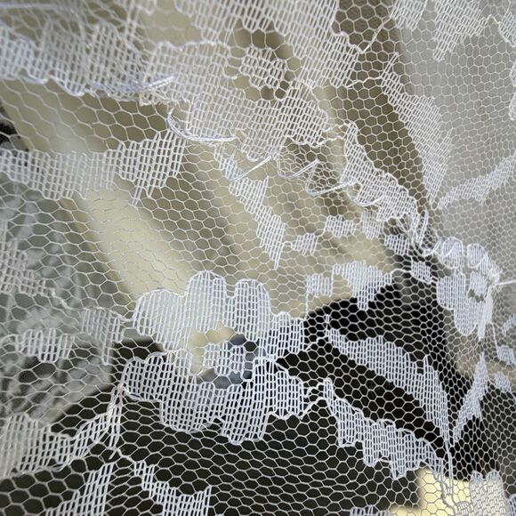 VTG 50s 60s Lace Bridal Party Dress Cream White Cottagecore Prairie Fit Flare S - Picture 13 of 16